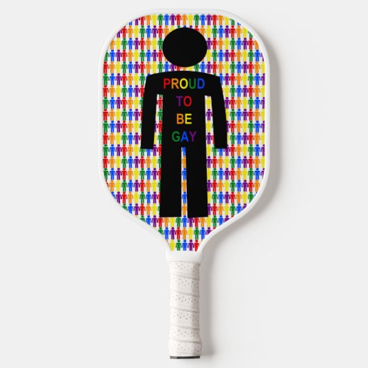 LGBTQ Gay Man Silhouette und Regenbogen Männer Pickleball Schläger (Vorderseite)