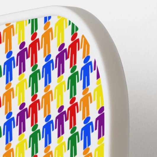 LGBTQ Gay Man Silhouette und Regenbogen Männer Pickleball Schläger (Linke Seite)