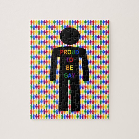 LGBTQ Gay Man Silhouette und Regenbogen Männer Puzzle (Vertikal)