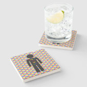 LGBTQ Gay Man Silhouette und Regenbogen Männer Steinuntersetzer (Seitenansicht)