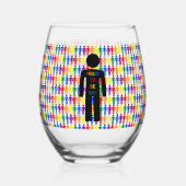 LGBTQ Gay Man Silhouette und Regenbogen Männer Weinglas Ohne Stiel (Rückseite)