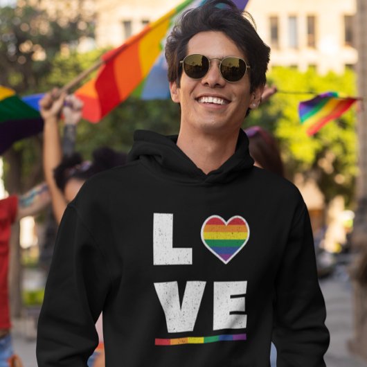 LGBTQ-Gay Pride-Flag Beunruhigte Grunge-Liebe Hoodie
