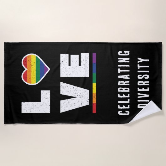LGBTQ-Gay Pride-Flag für die beängstigende Grunge Strandtuch (Vorderseite)