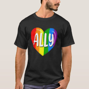 Lgbtq Gay Pride Lgbt Ally Rainbow Flag Herz Retro T-Shirt