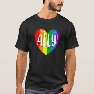 Lgbtq Gay Pride Lgbt Ally Regenbogenflagge Herz Re T-Shirt