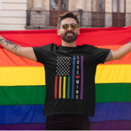 LGBTQ Gay Pride Liebe gewinnt amerikanische Flagge T-Shirt