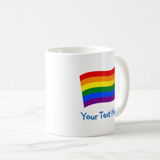 LGBTQ-Gay Pride mit Rainbow-Flag-Sondertext Kaffeetasse (VorderseiteRechts)