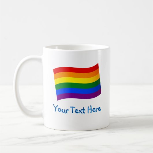LGBTQ-Gay Pride mit Rainbow-Flag-Sondertext Kaffeetasse (Links)