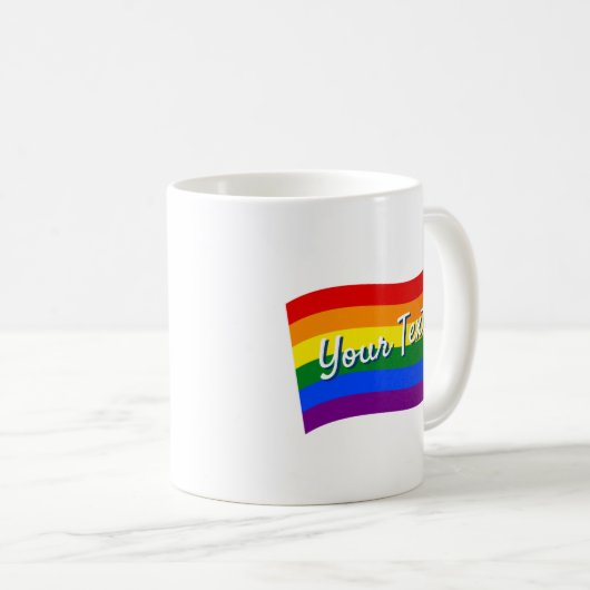 LGBTQ-Gay Pride mit Rainbow-Flag-Sondertext Kaffeetasse (VorderseiteRechts)