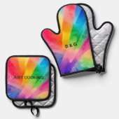 lgbtq Gay Pride Monat Ofenhandschuh & Topflappen-Set (Vorderseite/Rückseite)