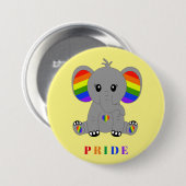 LGBTQ-Gay Pride - niedlicher Elefant mit Regenboge Button (Vorne & Hinten)
