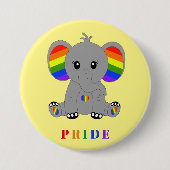 LGBTQ-Gay Pride - niedlicher Elefant mit Regenboge Button (Vorderseite)