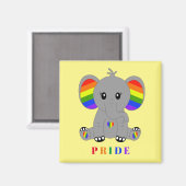 LGBTQ-Gay Pride - niedlicher Elefant mit Regenboge Magnet (Vorderseite/Rückseite)