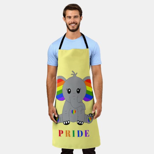 LGBTQ-Gay Pride - niedlicher Elefant mit Regenboge Schürze (Getragen)
