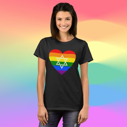 LGBTQ Gay Rainbow Flag Herz Jüdischer Star von Dav T-Shirt