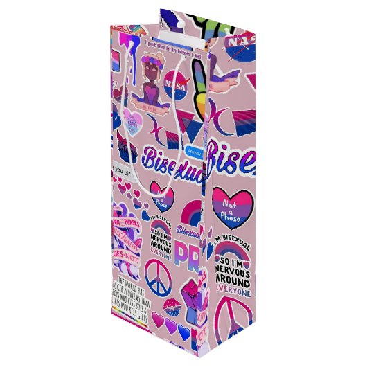 LGBTQ-Geschenktasche Geschenktüte Für Weinflaschen (Rückseite Schrägansicht)