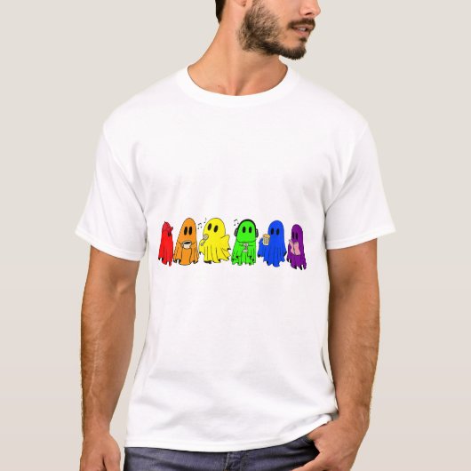 Lgbtq Ghost Lgbt Halloween Ghost Rainbow Gay T-Shirt (Vorderseite)