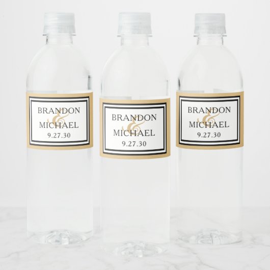 LGBTQ Gold Modern Wedding Water Flasche Label Wasserflaschenetikett (Flaschen)