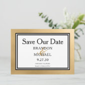 LGBTQ Gold Moderne Hochzeiten sparen das Datum Save The Date (Stehend Vorderseite)