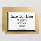 LGBTQ Gold Moderne Hochzeiten sparen das Datum Save The Date (Vorne/Hinten)