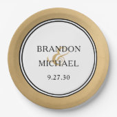 LGBTQ Gold Moderne Hochzeitszettel Pappteller (Vorderseite)