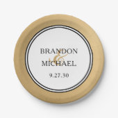 LGBTQ Gold Moderne Hochzeitszettel Pappteller (Vorderseite)