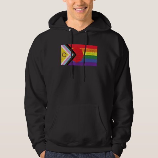 LGBTQ+ Grunge Flag Inclusive Progressive Pride Fla Hoodie (Vorderseite)