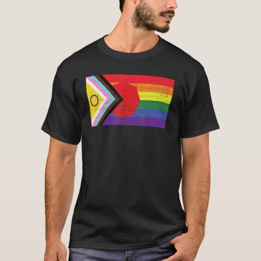LGBTQ+ Grunge Flag Inclusive Progressive Pride Fla T-Shirt (Vorderseite)