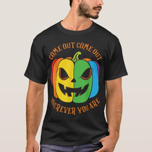 Lgbtq Halloween Pumpkin Kürbislaterne Gay Lesbian T-Shirt (Vorderseite)