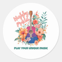 LGBTQ Happy Prix, Retro Guitar & Blume, Bi