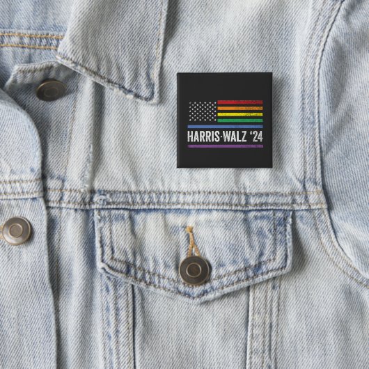 LGBTQ Harris Walz American Flag Election 2024 Button (Beispiel)