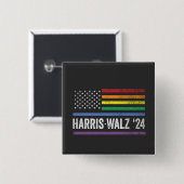 LGBTQ Harris Walz American Flag Election 2024 Button (Vorne & Hinten)