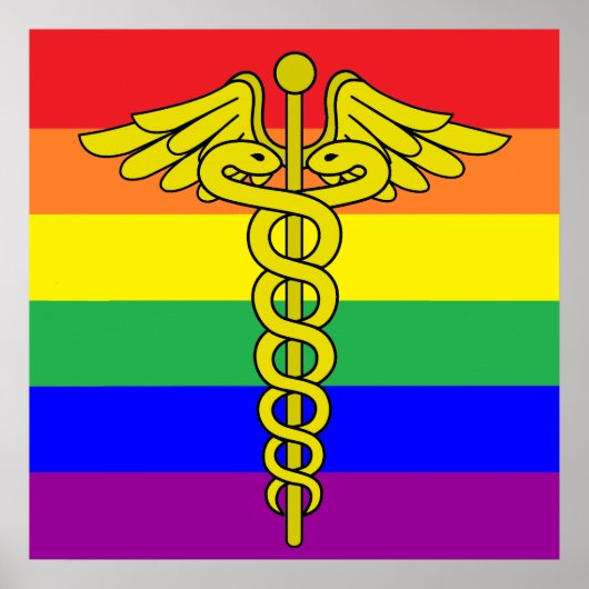 LGBTQ Healthcare Caduceus Sign Wall Art Poster (Vorne)