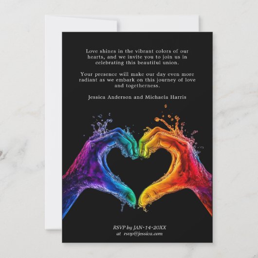 🌈 ❤️ LGBTQ Herz der Hochzeit Einladung (Rückseite)