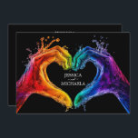🌈 ❤️ LGBTQ Herz der Hochzeit Einladung<br><div class="desc">Die Hochzeitseinladung aus der Kollektion "Herz des Stolzes" ist ein beeindruckendes und herzliches Stück, das die Liebe in ihrer lebendigsten Form feiern soll. Auf der Vorderseite der Einladung wird das ikonische "Herz des Stolzes" Kunstwerk gezeigt, in dem zwei Hände in strahlenden LGBT-Farben eine Herzgestalt bilden. Im Herzen des von den...</div>
