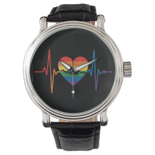 LGBTQ Herzschlag Herzschmerzen Gay Lesbian Trans B Armbanduhr