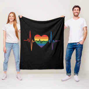 LGBTQ Herzschläge Herz Stolz Schwul Lesbisch Trans Fleecedecke