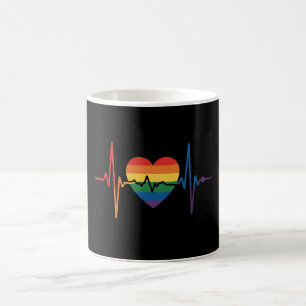 LGBTQ Herzschläge Herz Stolz Schwul Lesbisch Trans Kaffeetasse