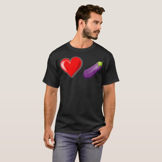 LGBTQ Herzstück Eggplant Emoji T-Shirt (Vorne ganz)