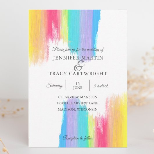 LGBTQ-Hochzeit mit lebendigem Rainbow Watercolor-G Einladung