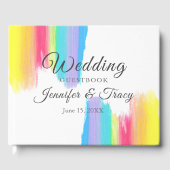 LGBTQ-Hochzeit mit lebendigem Rainbow Watercolor-G Gästebuch (Vorderseite)