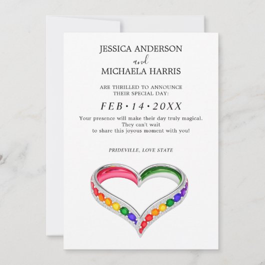 🌈 🐦 LGBTQ Hochzeit mit Liebe bemalt Save The Date (Rückseite)