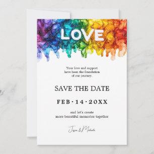 🌈 🐦 LGBTQ Hochzeit mit Liebe gemalt  Save The Date