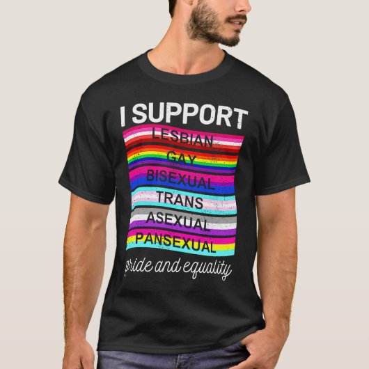 LGBTQ I unterstützt pansexuelle asexuelle Transbis T-Shirt (Vorderseite)