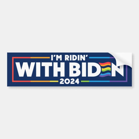 LGBTQ I'm Ridin' mit Biden 2024 Autoaufkleber (Vorne)