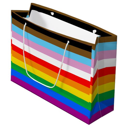 LGBTQ+ INKLUSIVE PRIDE FLAG GROßE GESCHENKTÜTE (Vorderseite Schrägansicht)
