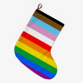 LGBTQ+ INKLUSIVE PRIDE FLAG GROßER WEIHNACHTSSTRUMPF (Vorderansicht (hängend))