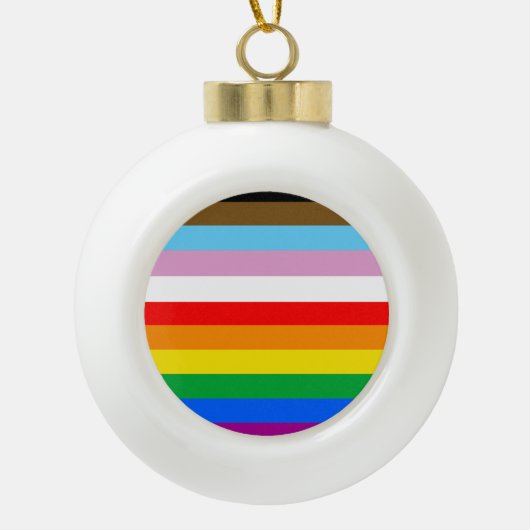 LGBTQ+ INKLUSIVE PRIDE FLAG KERAMIK Kugel-Ornament (Vorderseite)