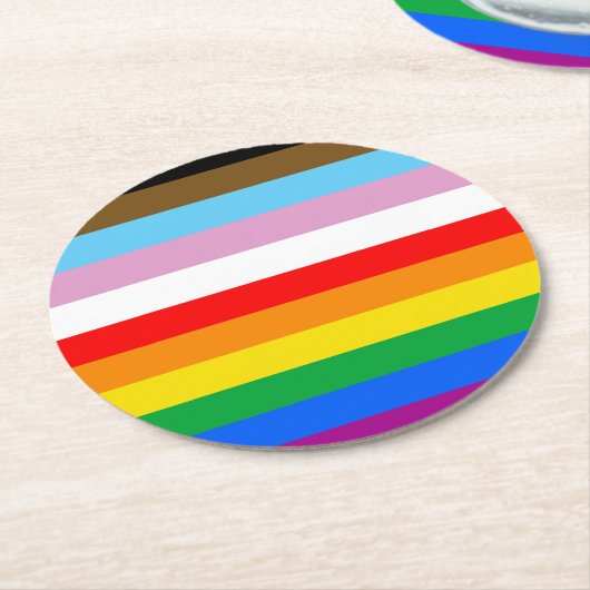 LGBTQ+ INKLUSIVE PRIDE FLAG RUNDER PAPPUNTERSETZER (Angewinkelt)