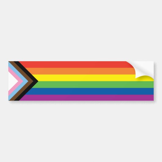 LGBTQ inklusives Progress-Pride-Flag Autoaufkleber (Vorne)